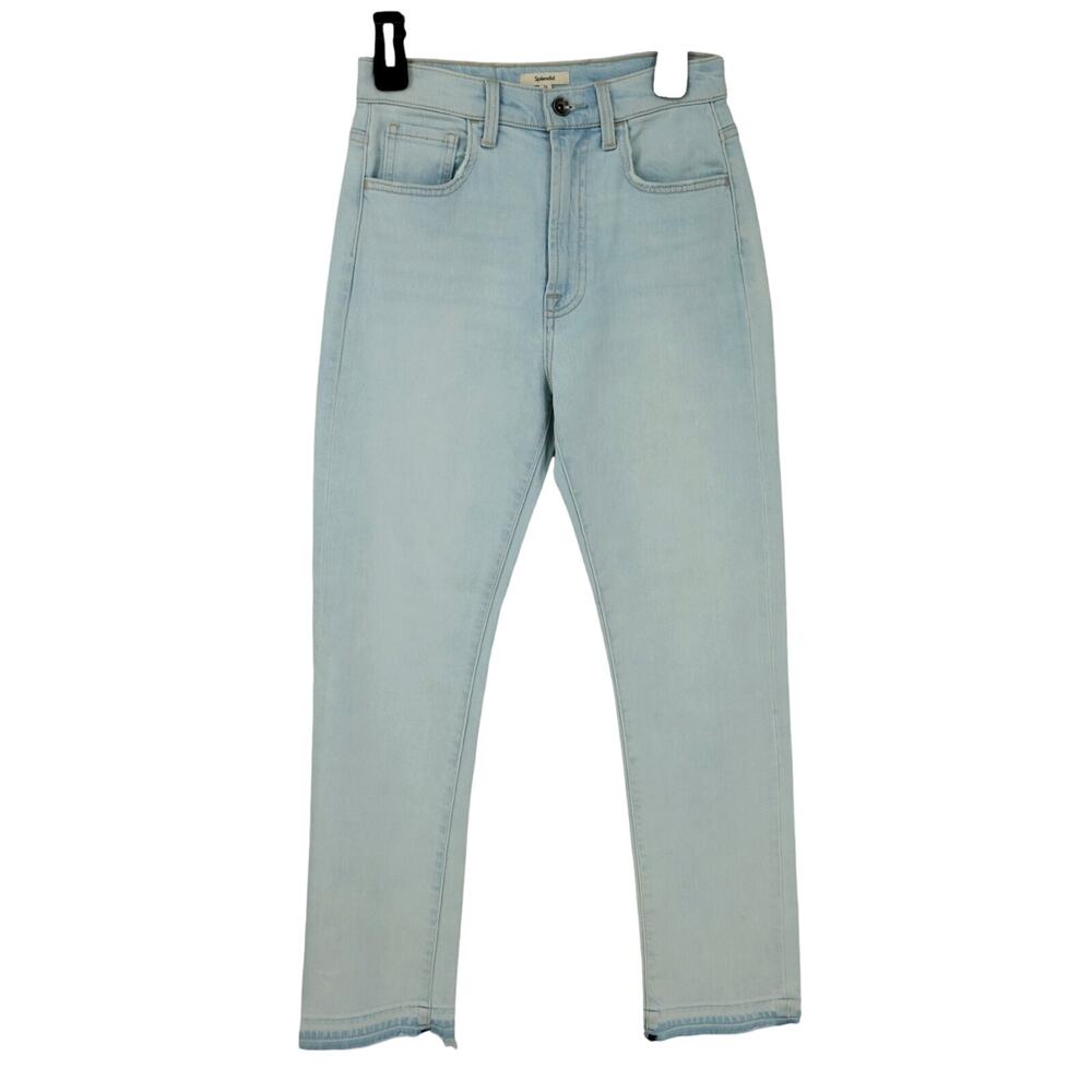 Splendid Jeans Womens 26 Waist Blue Crop Stretch Denim Raw Hem Straight Leg New
